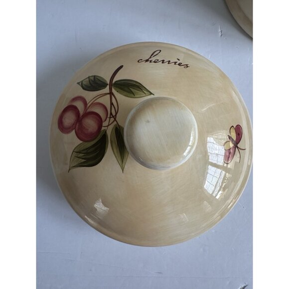 Pier 1 Provence‎ Large 10 in Cookie Jar Canister w/ Lid Fruit Pattern Farmlife - Picture 5 of 11